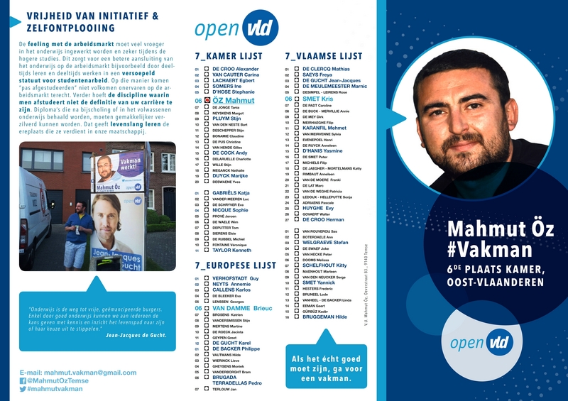 De verkiezingsfolder van Mahmut Öz voor de federale verkiezingen van 25 mei 2014